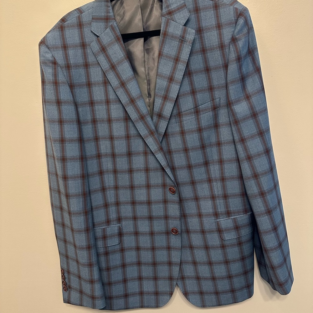 Elegant Blue Plaid Men's Blazer